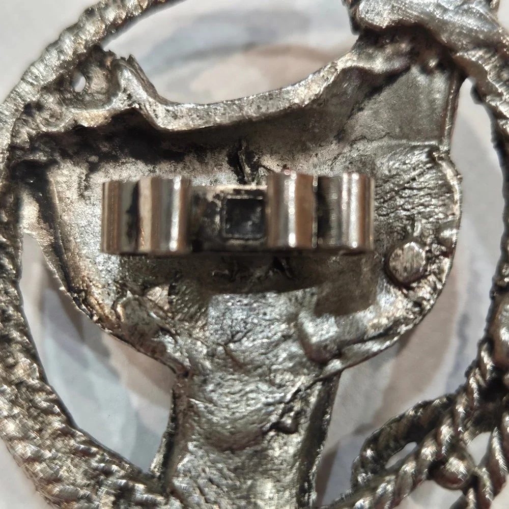 Vintage Western‎ Silver Tone Horse Saddle Lariat Rope Bolo Slide Wild Rag Ring